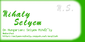 mihaly selyem business card